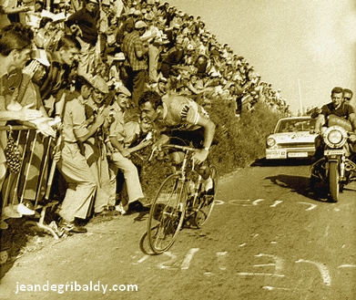 Pierre Matignon vainqueur devant Merckx au Puy de Dôme, étape BRIVE / PUY DE DOME, 18/07/1969